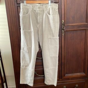 Citizens of humanity canvas utility pants in beige.